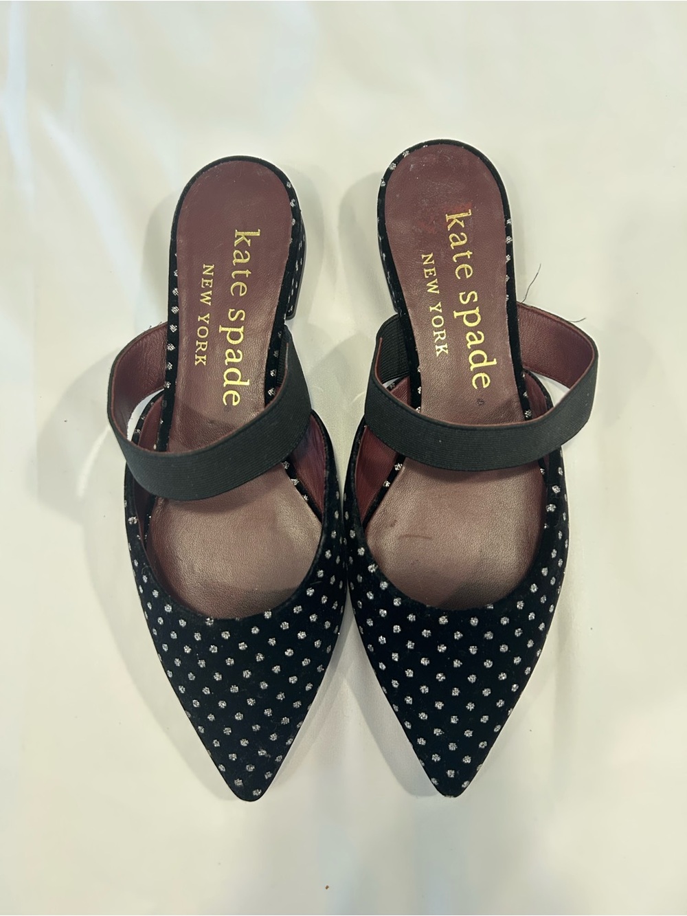 kate spade Black Rhinestone Pointed Mary Jane Mule